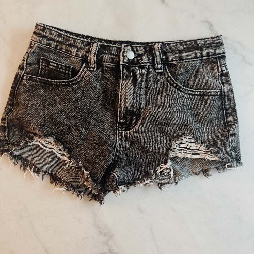 SHEIN Black Distressed Jean Shorts